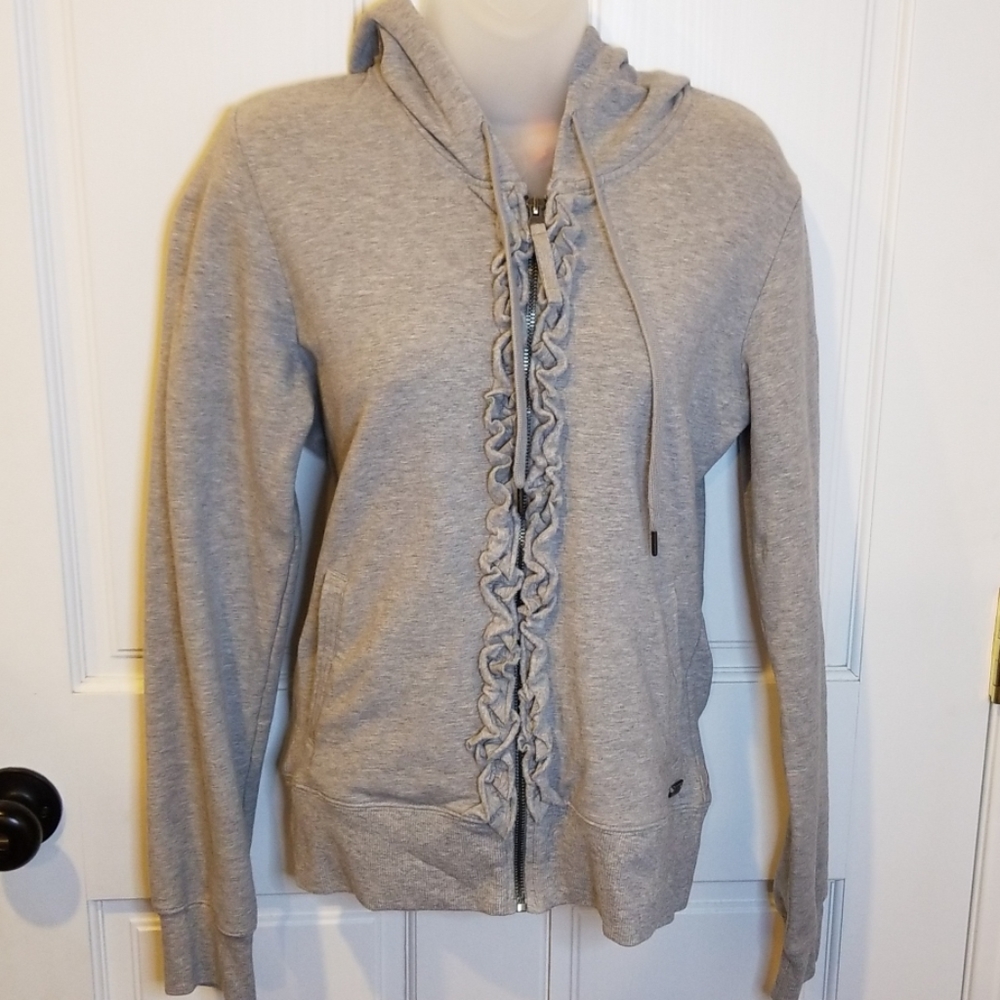 Lucy Gray Full Zip Ruffle Hoodie Jacket Size Small